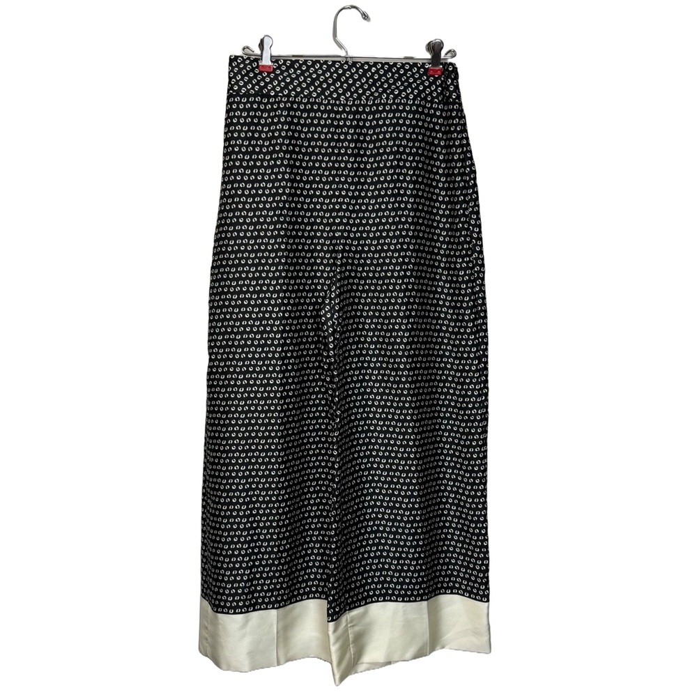 Zara Wide Leg Coffee Bean Print Flowly Pants sz M